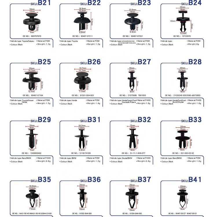 New Service PA66 Nylon B29 Car Accessories Automotive Bumper Plastic Clips Auto Fasteners Bicycle Spare Parts
