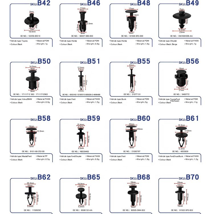 New Service PA66 Nylon B29 Car Accessories Automotive Bumper Plastic Clips Auto Fasteners Bicycle Spare Parts
