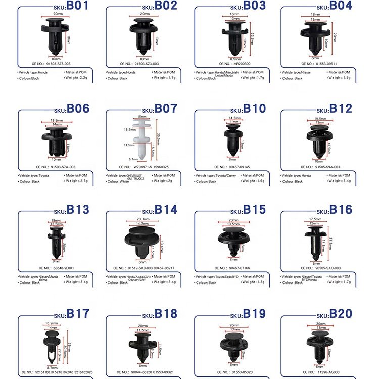 New Service PA66 Nylon B29 Car Accessories Automotive Bumper Plastic Clips Auto Fasteners Bicycle Spare Parts