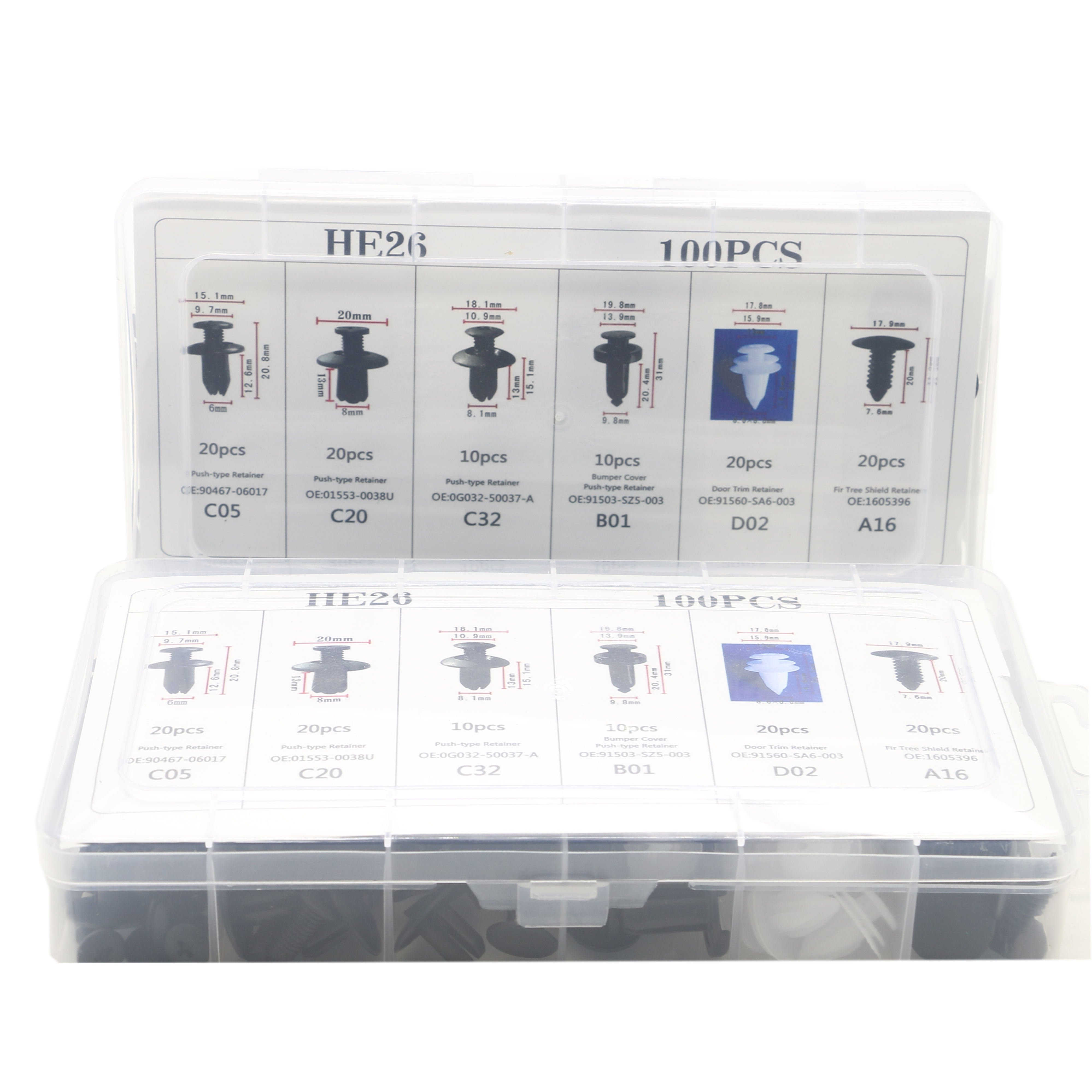Hot Sell Car Accessories 100Pcs Snap Rivet Push Retainer Kit 6 Sizes Car Push Pin Rivet Trim Plastic Fasteners Auto Clip for Car
