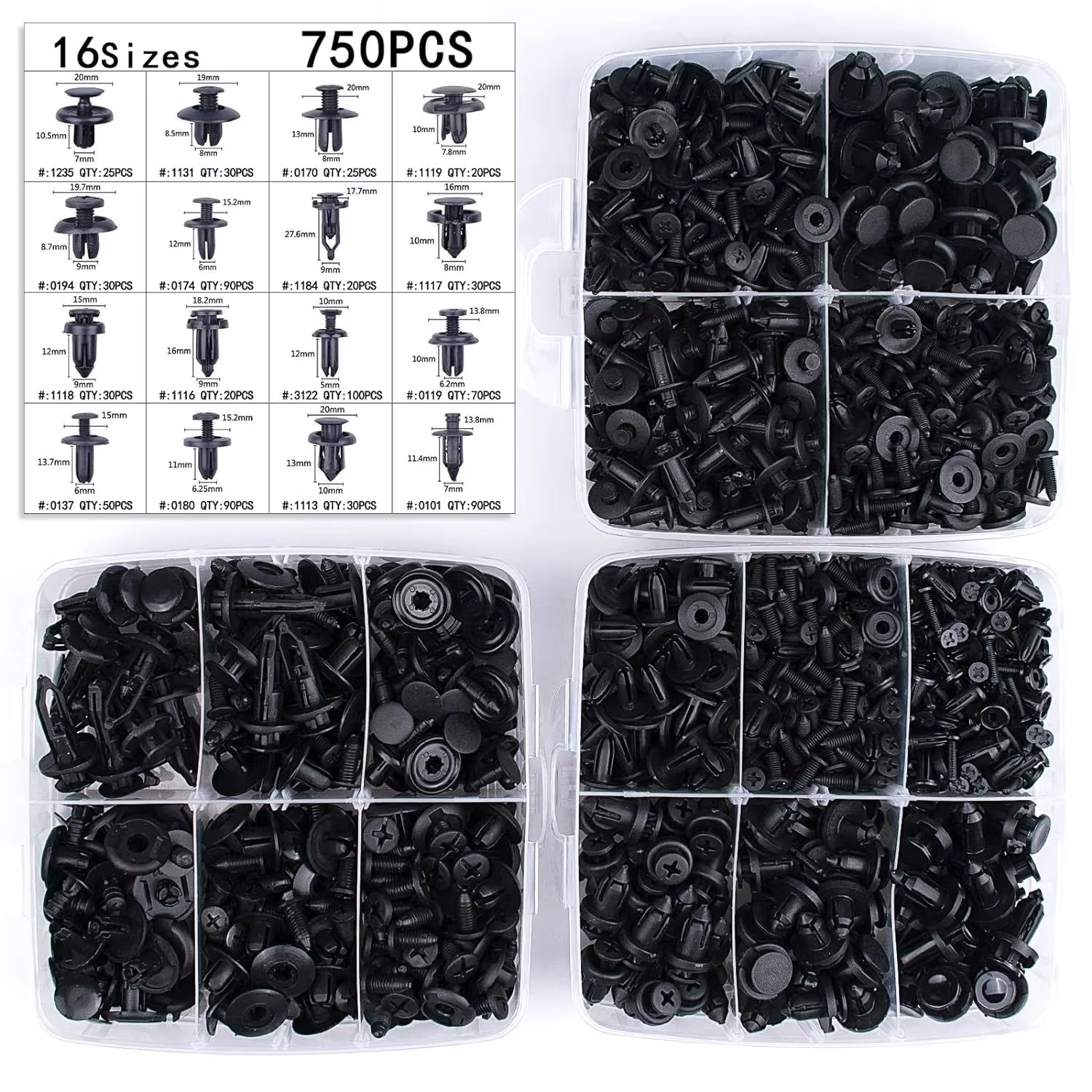 925Pcs Car Retainer Nylon Auto Fasteners Push Trim Clips Pin Rivet Bumper Kit Auto Fastener