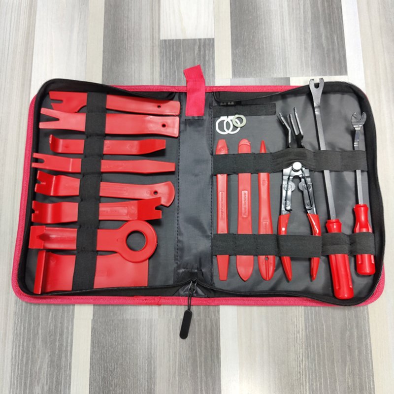 19 PCS Car Disassembly Tool Dashboard Panel Trim Hand Tool Car Scraper Kit Sticker Accessories Car Audio Repair Removal Tool Bag