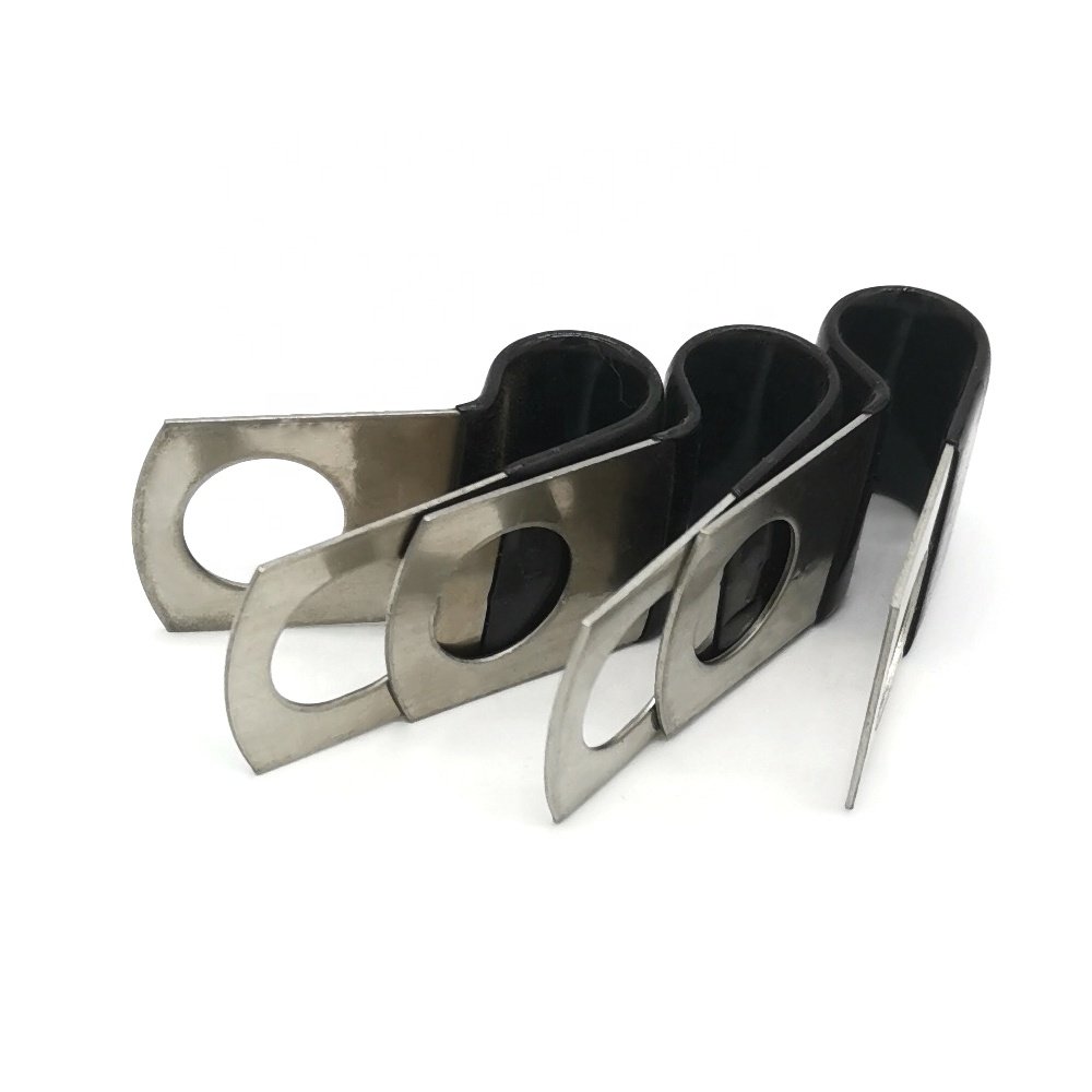 46mm Diameter Steel P Rubber Lined Hose Clips Custom Made Pipe Clip Adjustable Tube Clips