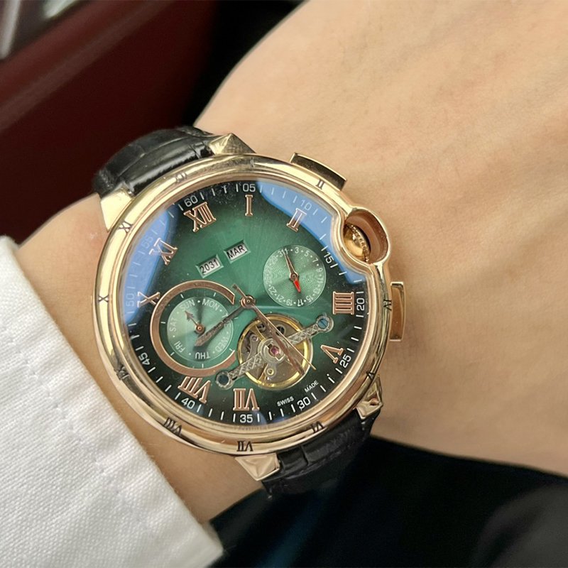 Customizable Luxury Men's Fashion Automatic Watch Pointer Dial Display Waterproof Steel Band Tourbillon Feature Mechanical Style