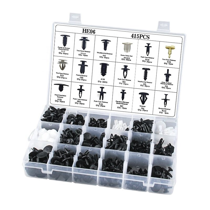 415 Pcs Plastic Car Clips Fasteners Assortment Push Pin Rivets Kit With 18 Most Popular Sizes Car Door Trim Panel Clips