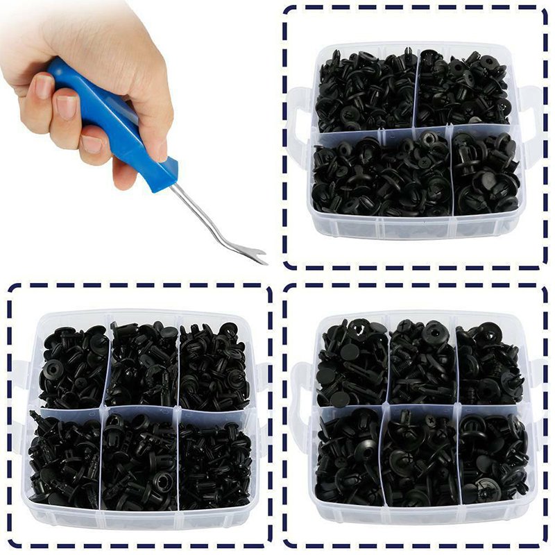 625 Piece Automotive Fastener Clip Hybrid Body Push Bumper Door Trim Panel Auto Clip Plastic Box Covered with Tape