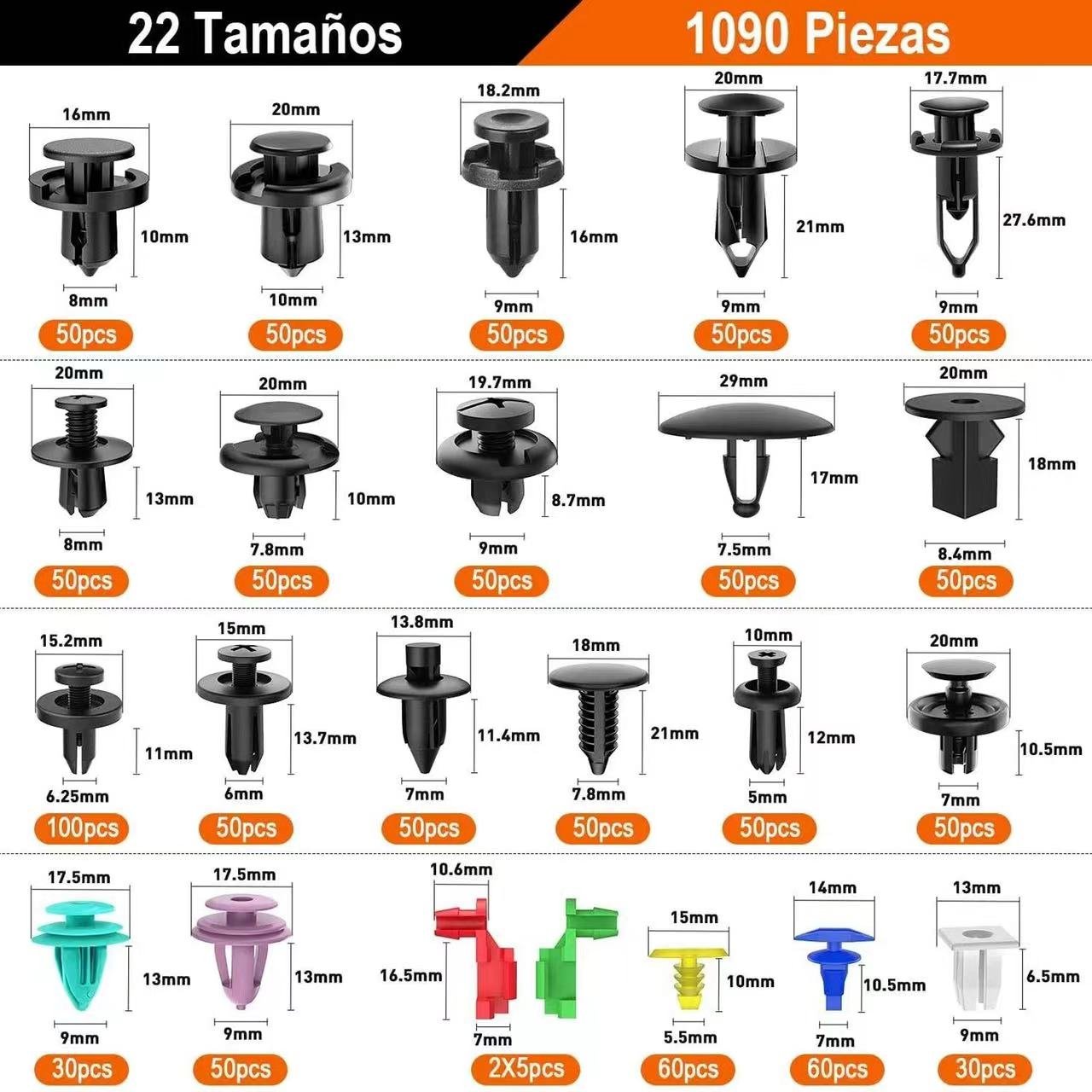 1090 PiecesCar ClipsFastenersScrewsBumpersInteriorsAutomotive PlasticsMixed General Purpose Plastics