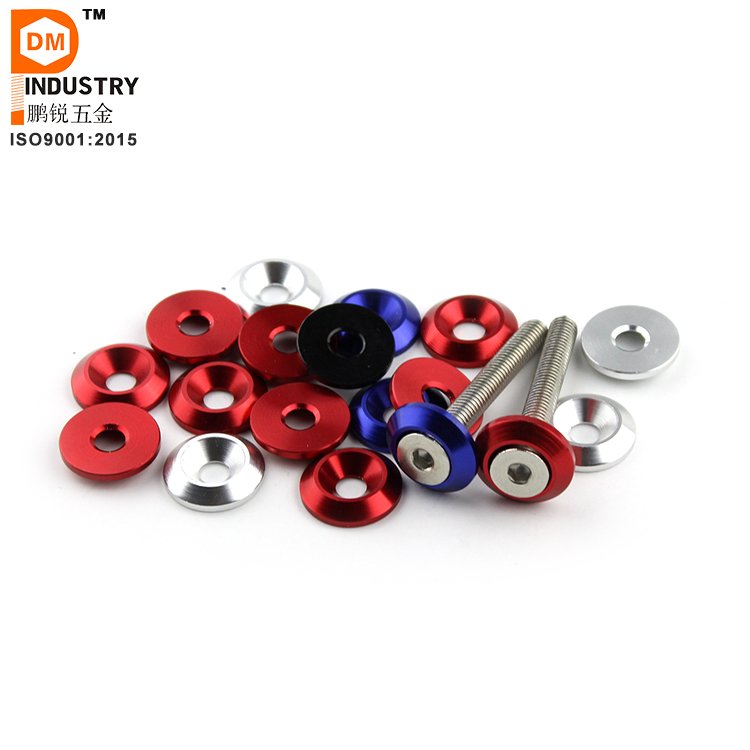 Private Label Colorful CNC Fasteners Car Modified M6 Bumper Bolt Set Password Style JDM Anodized Aluminum Fender Washers