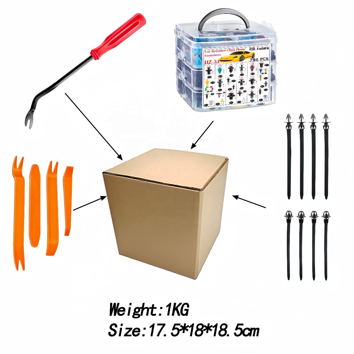 792 Pcs Universal Car Plastic Fastener Clips Bumper Door Trim Panel Retainer Fastener Set with Remover Kit