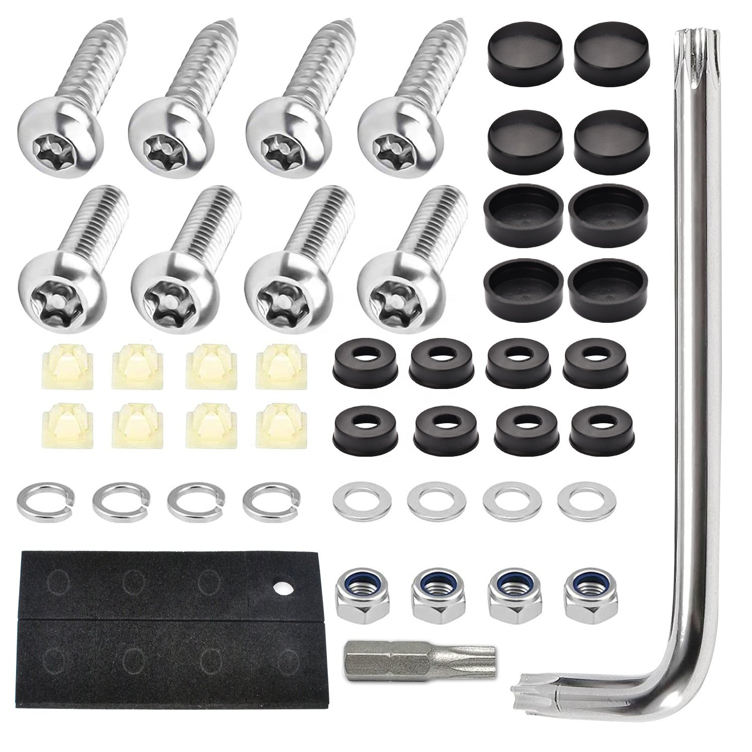 Rustproof for Securing License Plates Frames and Covers on Cars Trucks Anti Theft Stainless Steel License Plate Screws Kit