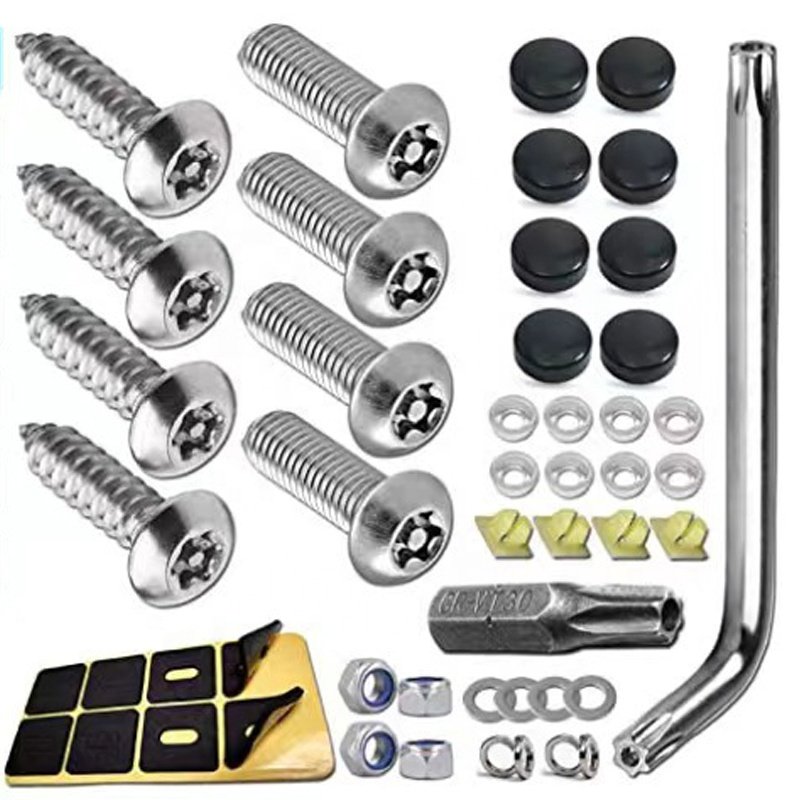 Rustproof for Securing License Plates Frames and Covers on Cars Trucks Anti Theft Stainless Steel License Plate Screws Kit