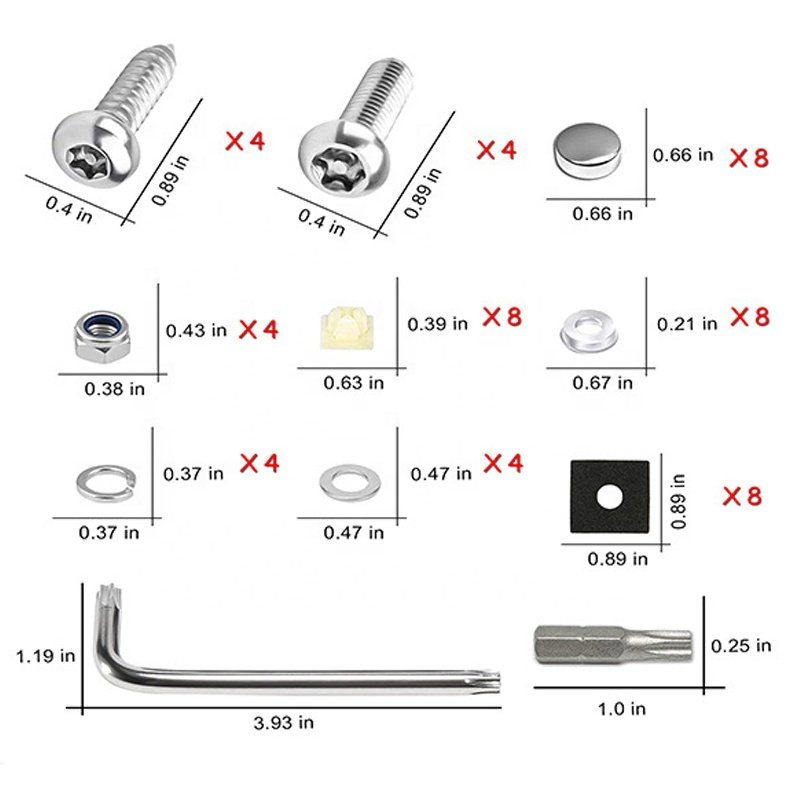 Rustproof for Securing License Plates Frames and Covers on Cars Trucks Anti Theft Stainless Steel License Plate Screws Kit
