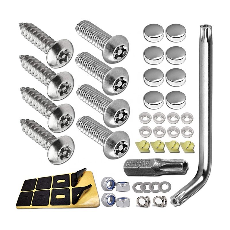 Rustproof for Securing License Plates Frames and Covers on Cars Trucks Anti Theft Stainless Steel License Plate Screws Kit