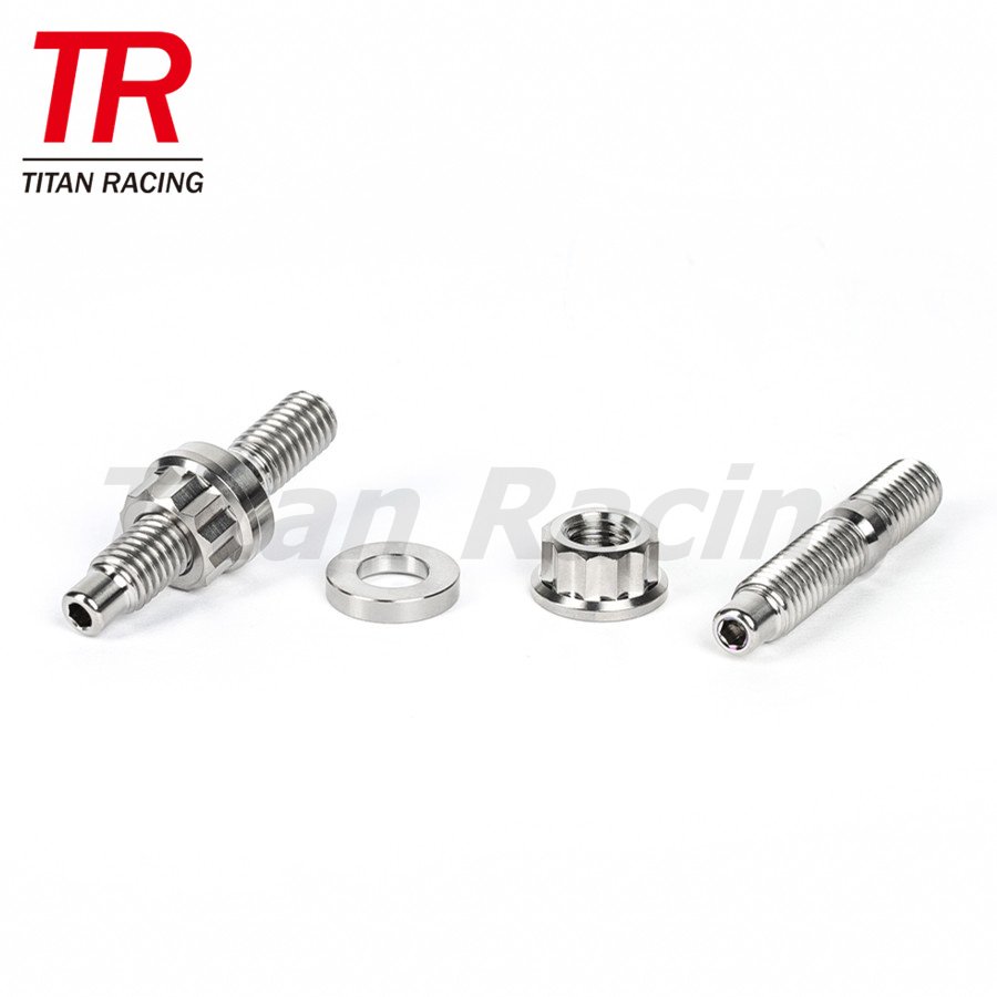 Gr5 titanium exhaust manifold studs kits M8 M10 stud bolts with 12 point flange nut and washer in stock