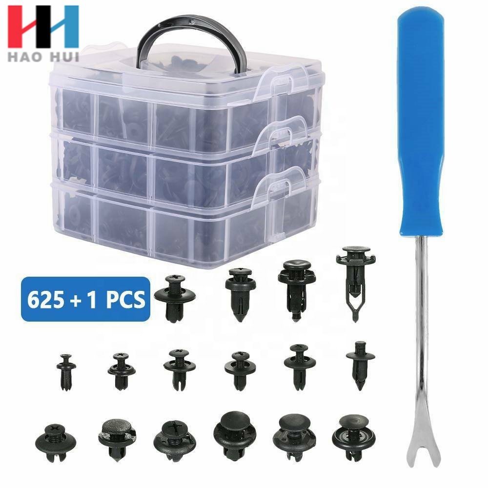 C0002 625PCS Car Plastic Clips car fastener clip Auto bumper rivet door trim panel retainer fastener Kit bumper clips asteners