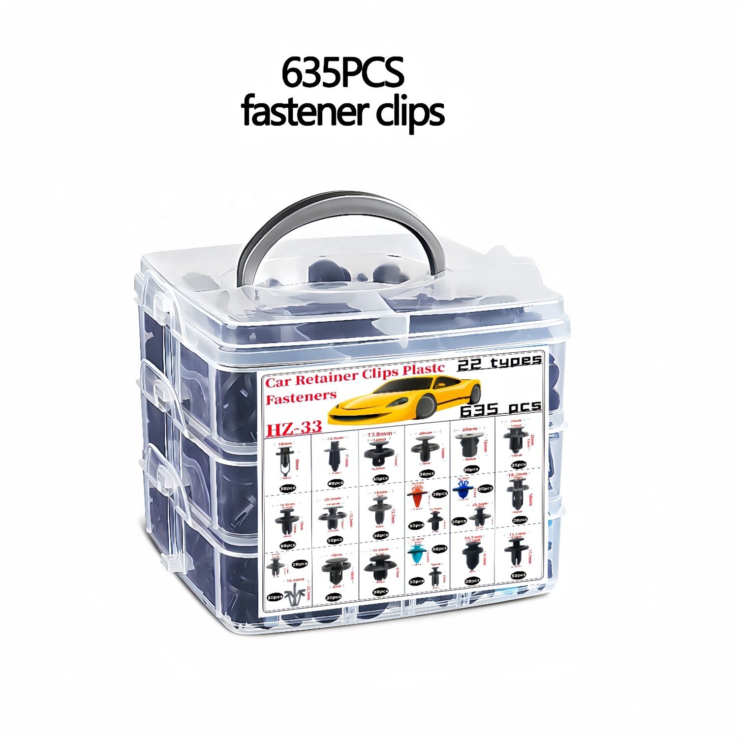 630 Pcs Car Retainer Clips Plastic Fasteners Kit Fender Rivets Kits 22 Most Popular Sizes Auto Push Pin
