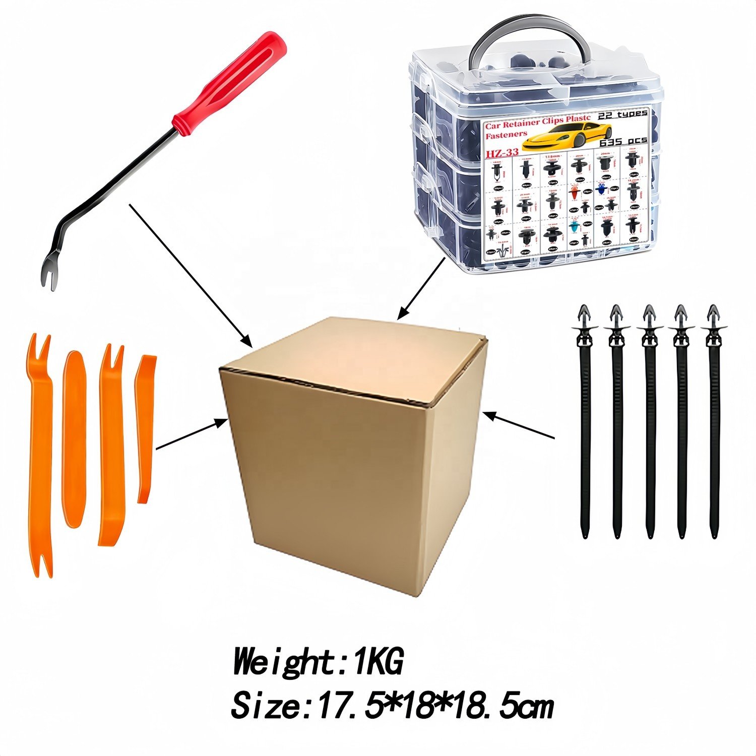 630 Pcs Car Retainer Clips Plastic Fasteners Kit Fender Rivets Kits 22 Most Popular Sizes Auto Push Pin