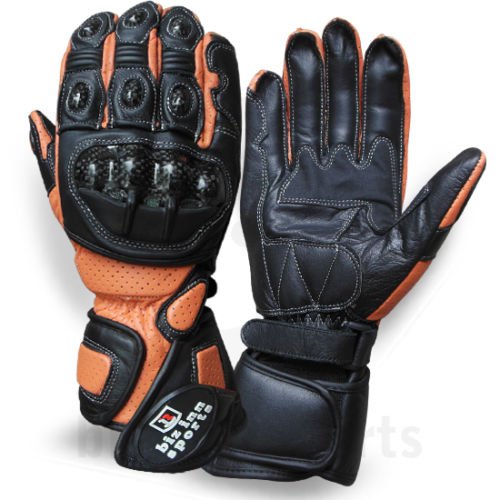 Wholesale 2024 Deluxe Quality Leather Motorcycle Gloves With Strong Knuckle protection with Easy Fastener