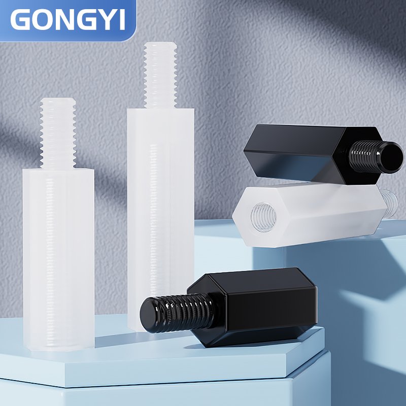 Quality certification M3*7+6 PCB Standoff Threaded Hex Body Male Female black and white Black Nylon