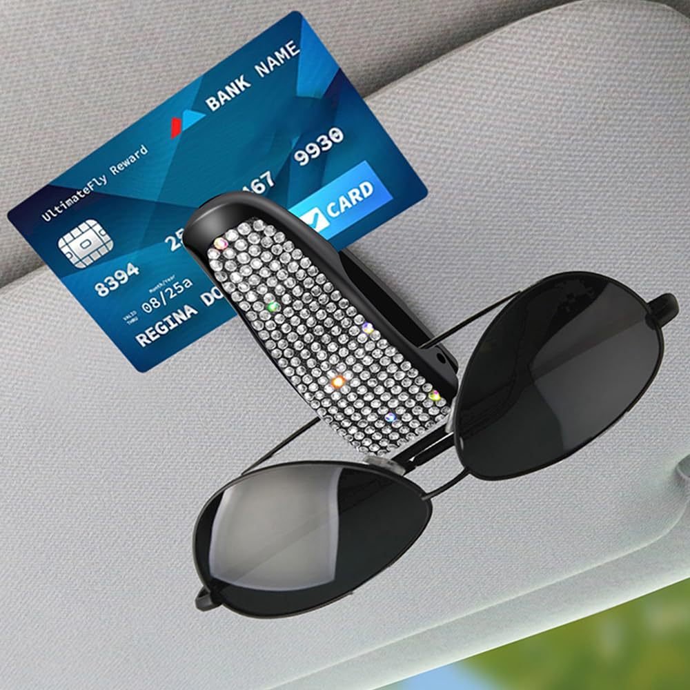 Customizable LOGO Multi-functional Car Diamond-set Glasses Clip Car Visor Bill File Sunglasses Storage Clip Auto Parts