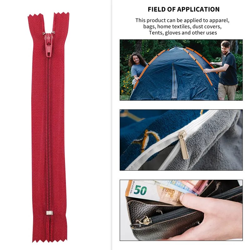 OCO Factory fastener auto lock zippers 3# nylon zipper polyester custom closure pocket zipper for home textiles