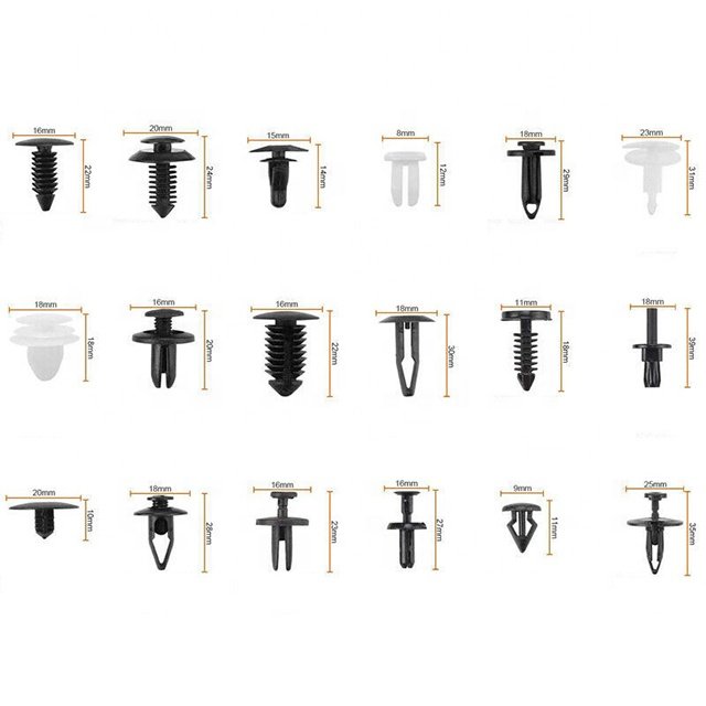 Auto Push Pin Rivets Set and Plastic Fasteners Remover Tool 18 Car Retainer Clips for