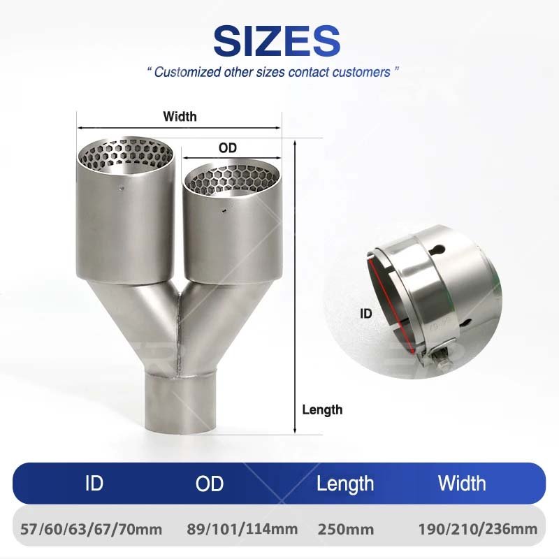 High Performance Universal Double Oultet Frosted Stainless Steel Exhaust Tips Muffler Pipes Tips for Car