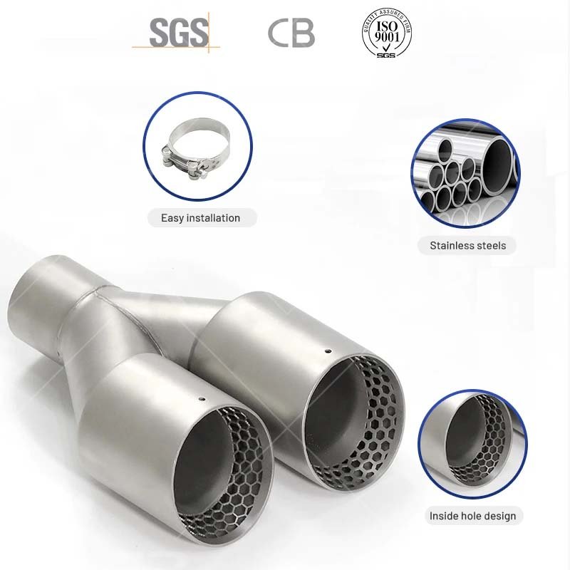 High Performance Universal Double Oultet Frosted Stainless Steel Exhaust Tips Muffler Pipes Tips for Car