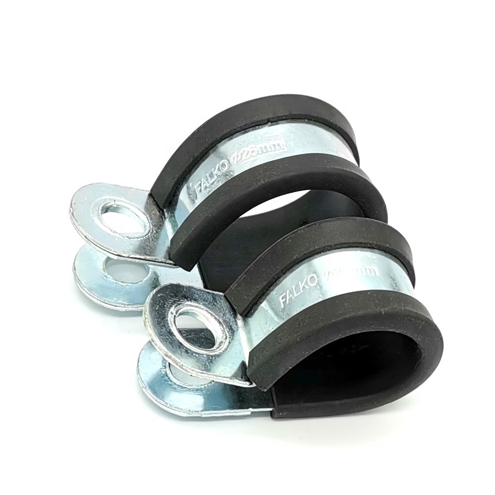 Customized Auto Cable Pipe Clamp with Zinc Finish P Type Rubber Lined Cable Hose Clamps Galvanized Steel
