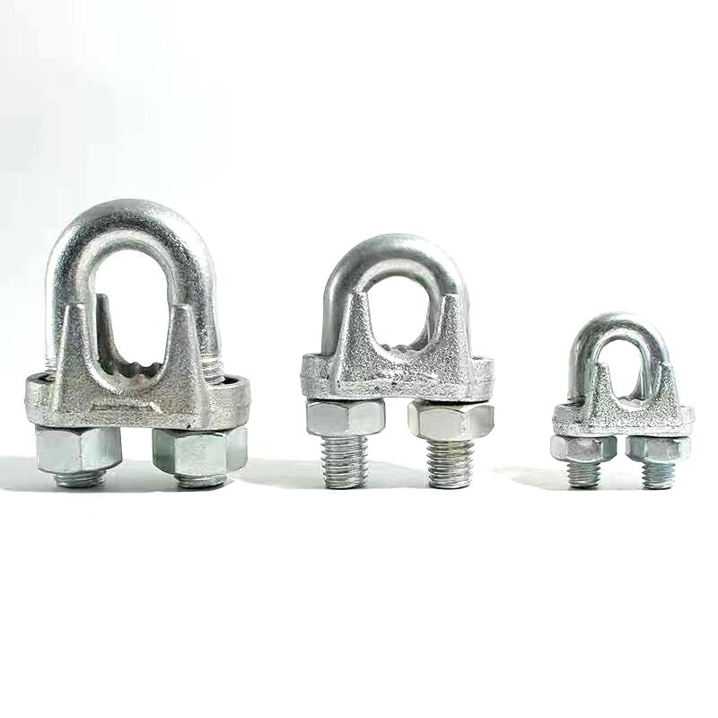Factory Wholesale Malleable Steel Clip Head Iron Wire Rope Lifting Clamp with Buckle Hardware Product