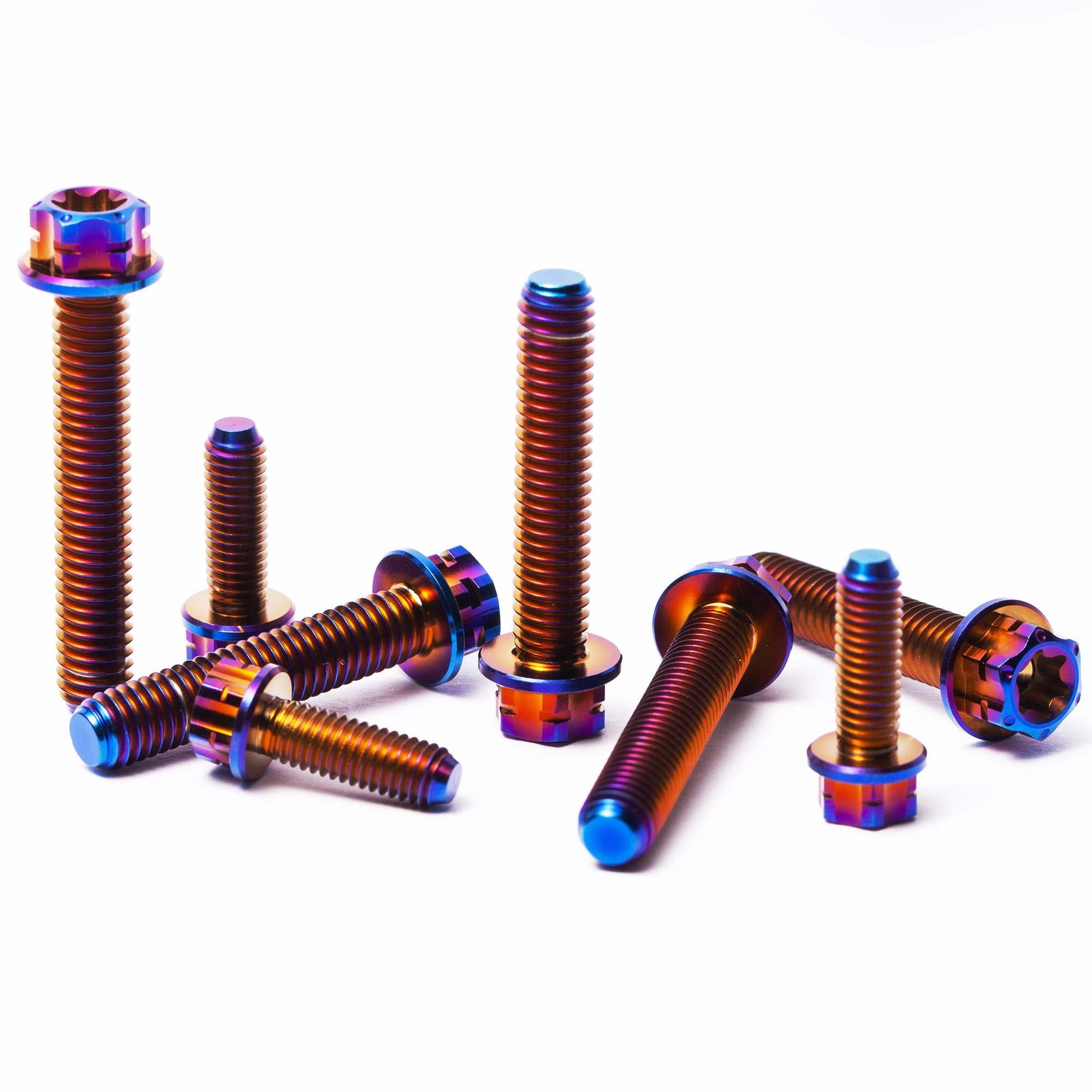 Titanium Alloy TC4 Outer Hexagon Flange Bolt Blueing ISO Metric Fastening Screws with Finish for Automotive Modification