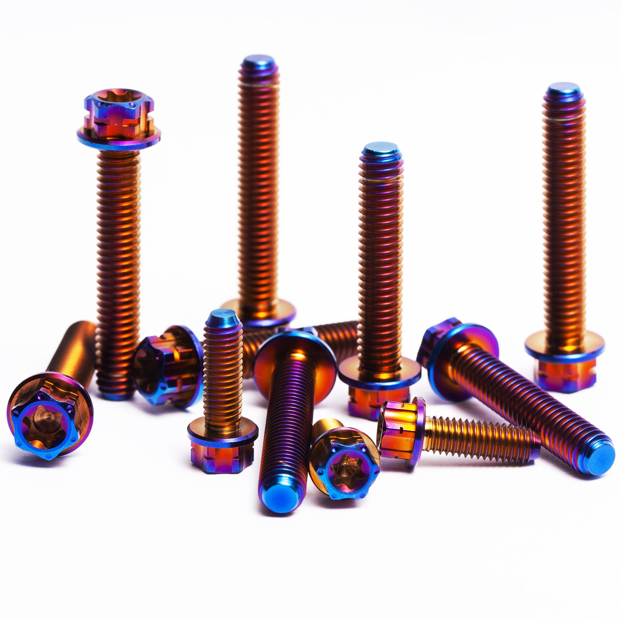 Titanium Alloy TC4 Outer Hexagon Flange Bolt Blueing ISO Metric Fastening Screws with Finish for Automotive Modification