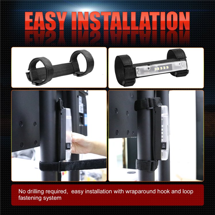 LED Superbright UTV Interior Utility Light Mounts on Roll Bars for Offroad Vehicle