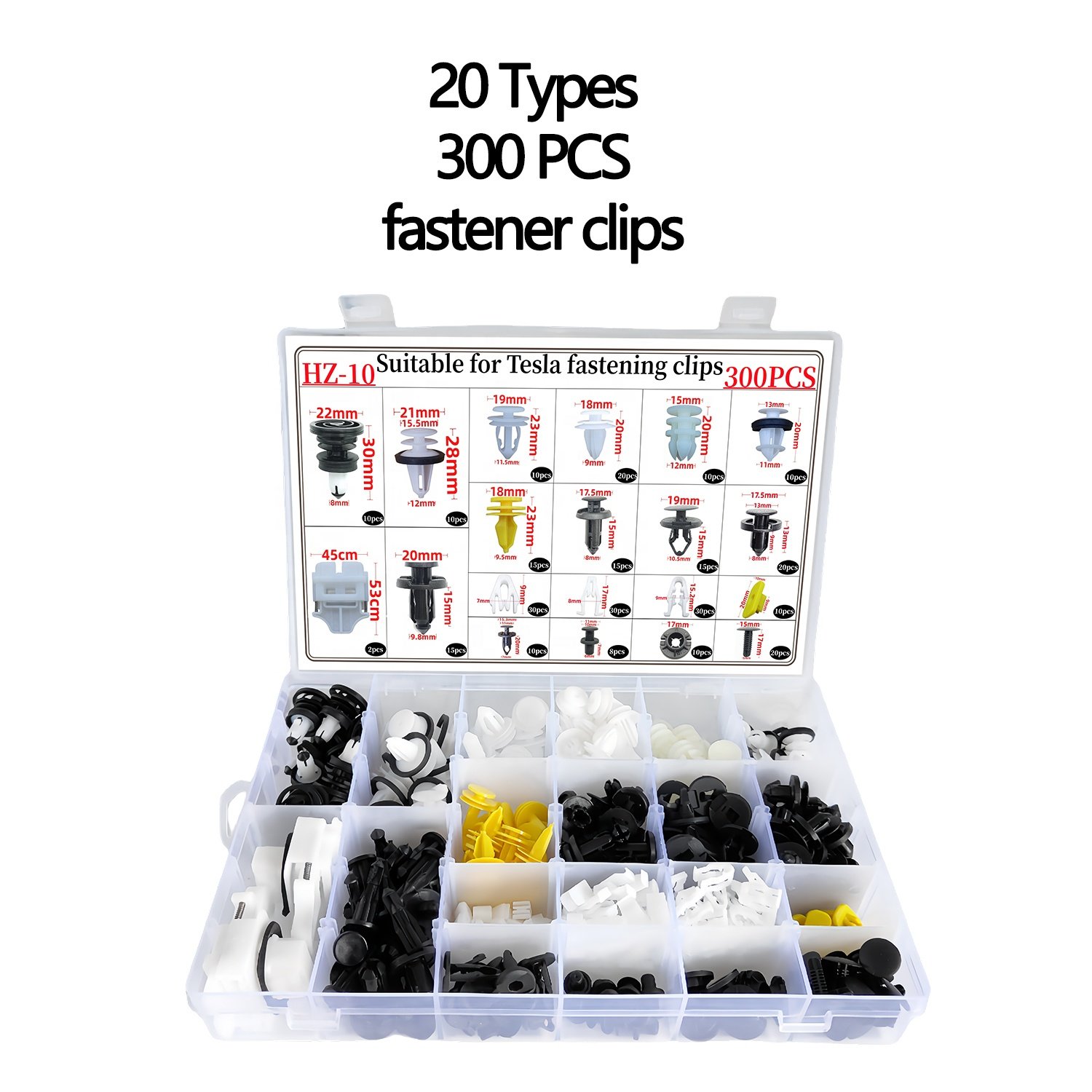 300PCS Car Accessories Bumper Push Pull Rivet Expanding Retainer Box Buckle Bumper Clip For Tesla