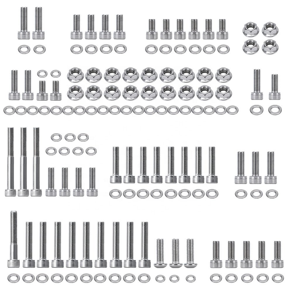 151Pcs Polished Engine Bolt Screw Set For Yamaha YFZ 350 Banshee ATV Cylinder Head Water Joint Bolts Exhaust Bolts PQY-EMK19