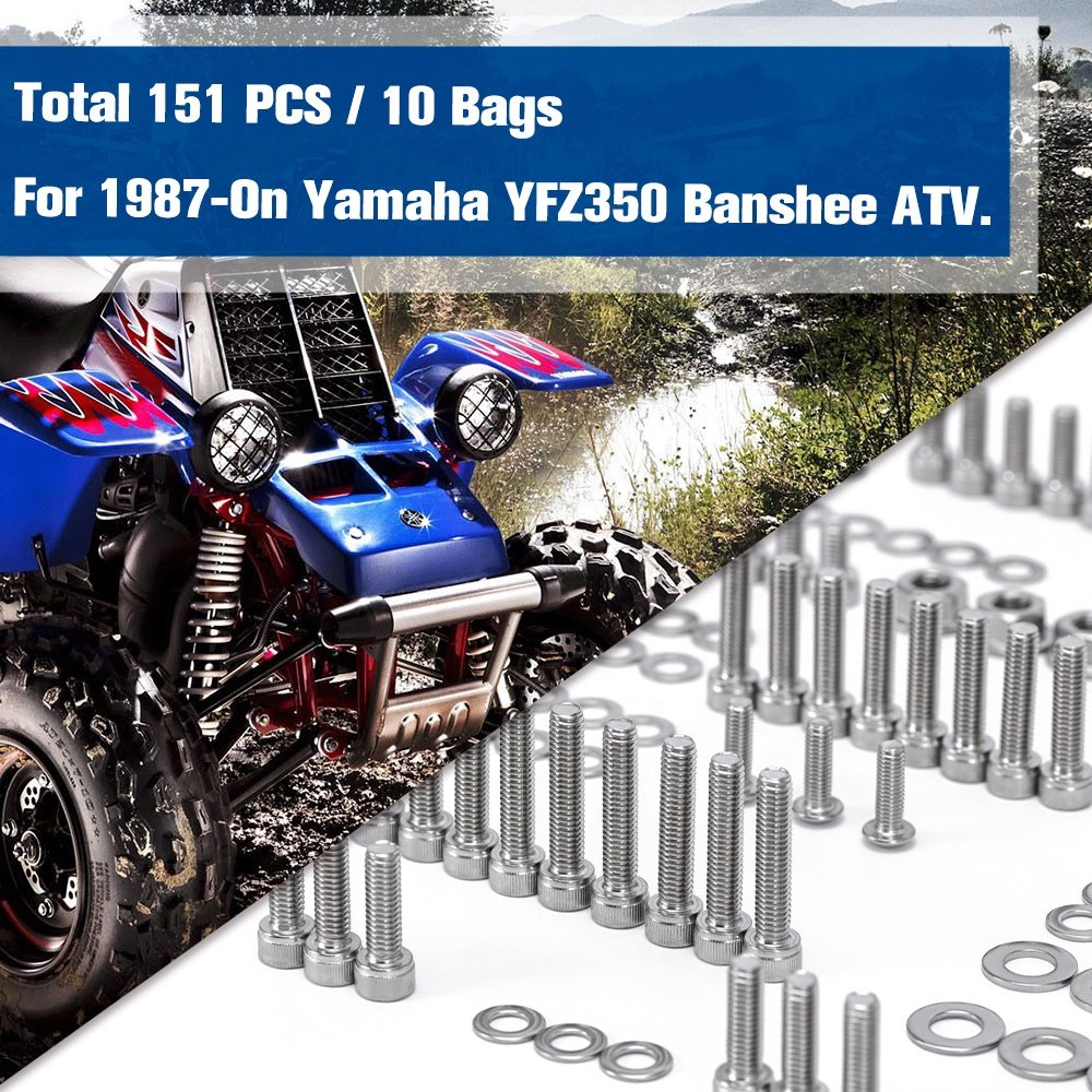 151Pcs Polished Engine Bolt Screw Set For Yamaha YFZ 350 Banshee ATV Cylinder Head Water Joint Bolts Exhaust Bolts PQY-EMK19