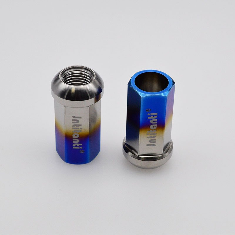 Jntitanti Ball Seat Gr.5 Titanium Car Wheel Lug Nut Automotive Wheel Titanium Nut M14*1.5*45mm for VW AUDI Mercedes-Benz Porsche