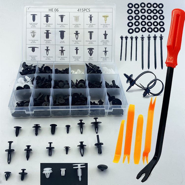 415 Pcs HE06 Plastic Car Clips Fasteners Assortment Push Pin Rivets Kit With 18 Most Popular Sizes Car Door Trim Panel Clips
