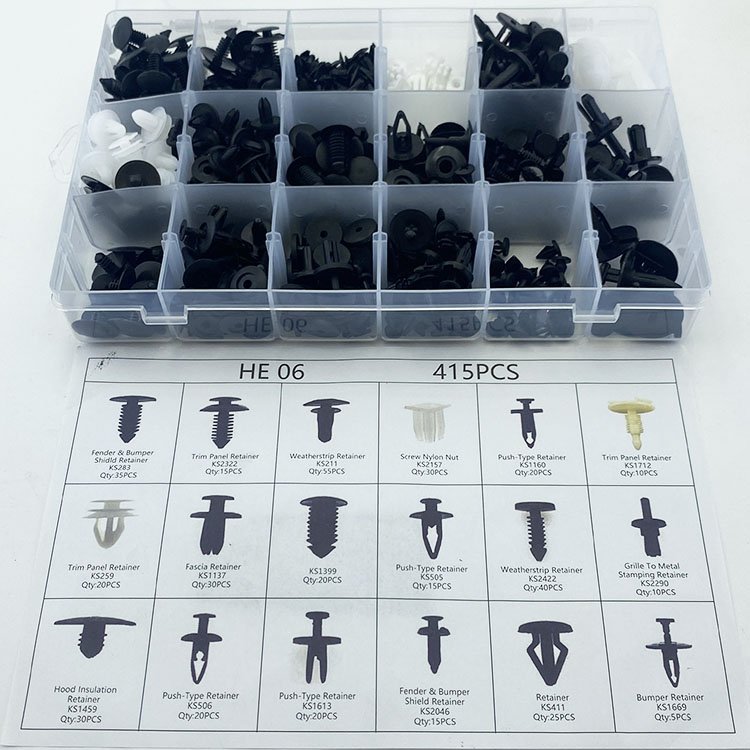 415 Pcs HE06 Plastic Car Clips Fasteners Assortment Push Pin Rivets Kit With 18 Most Popular Sizes Car Door Trim Panel Clips