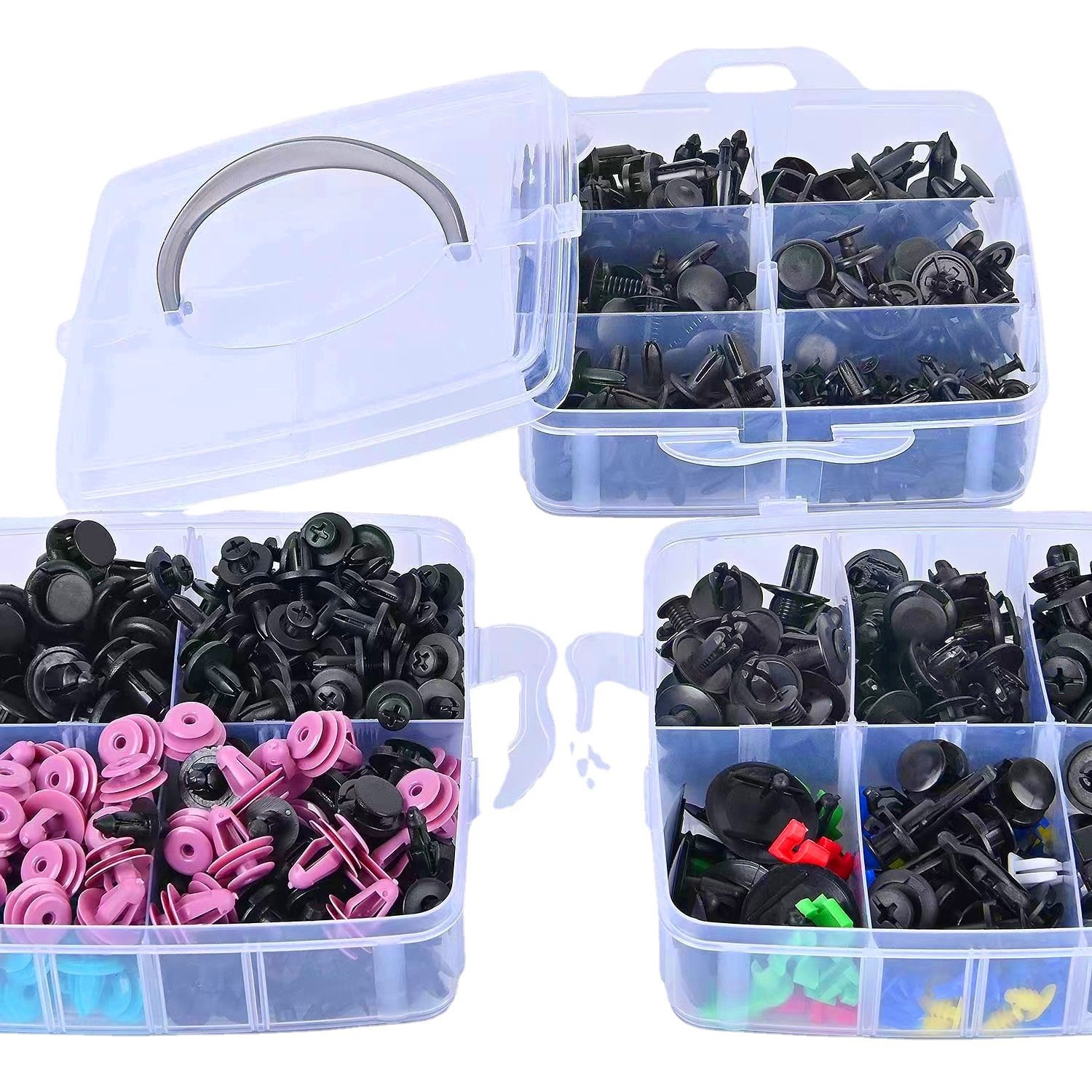 C0724 725Pcs Car Push Retainer Clips & Auto Fasteners -23 Sizes Nylon Bumper Fender Rivets with Cable Ties Fasteners Remover