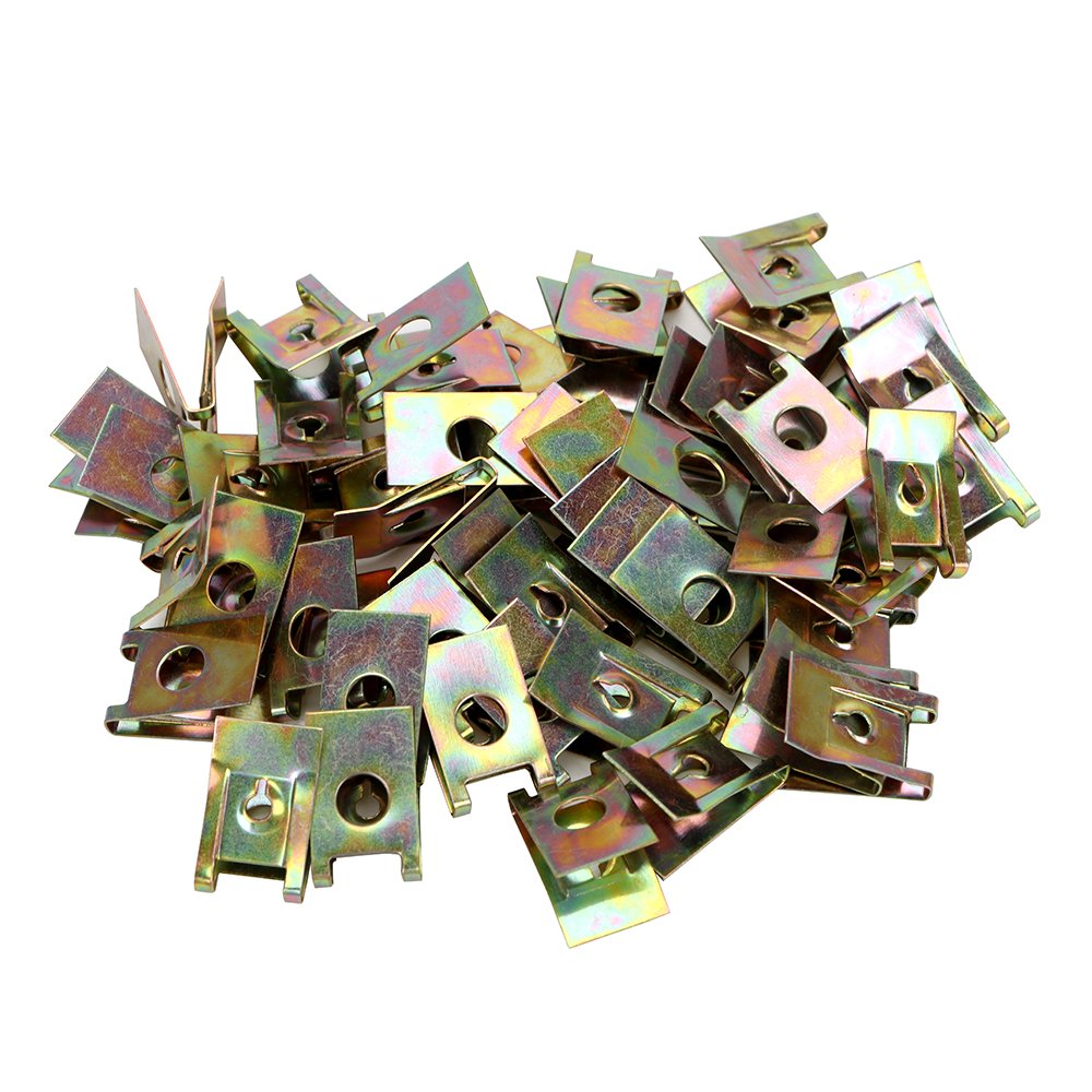 Iron Nuts Auto Fastener Clips Car Door Panel Spire Screw Base U-Type Clips Bronze Tone Spring Metal Clip