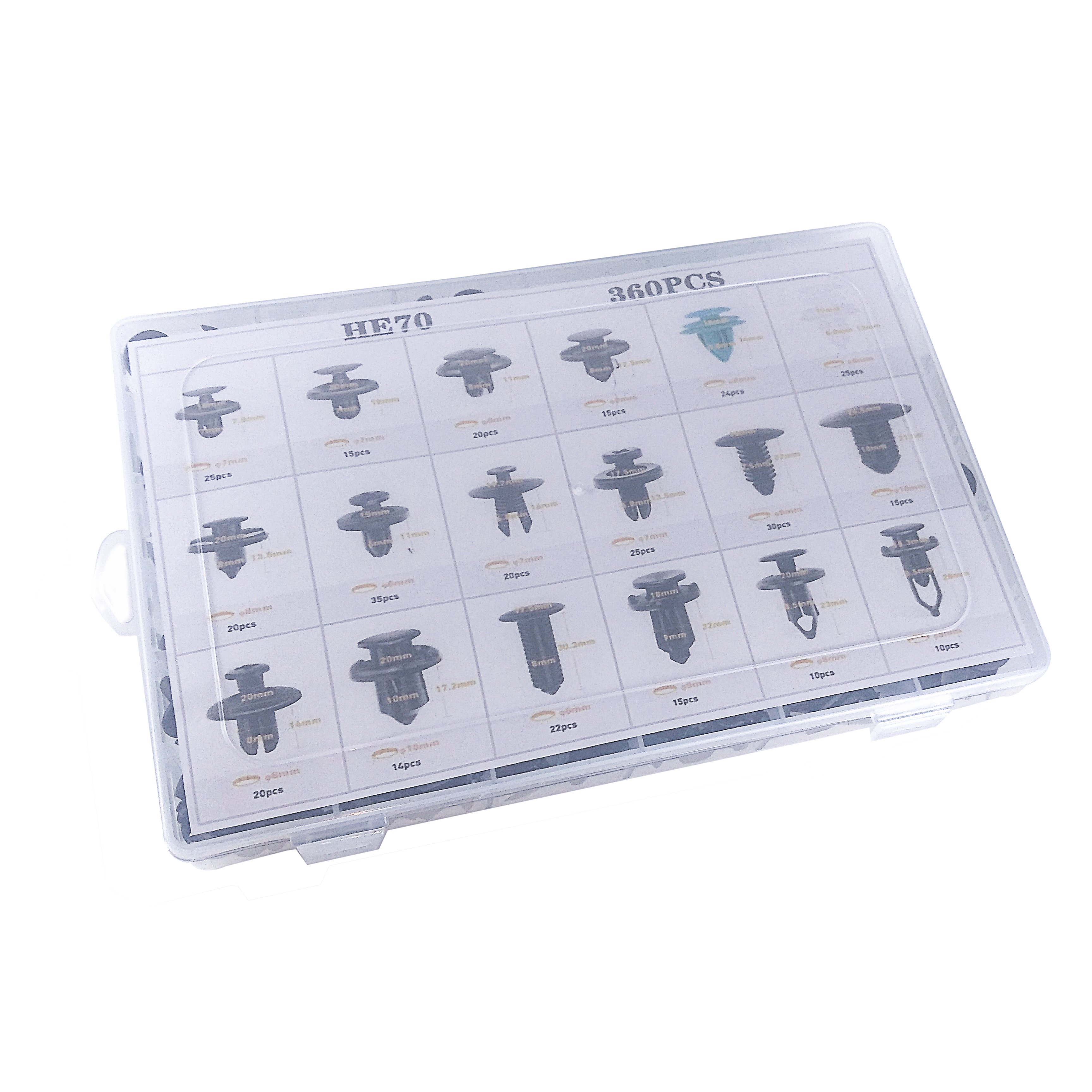 360PCS Automobile Hybrid Fastener Bumper Fender Door Plate Rivet Retainer Clamp-push Type Engine Hood Fender Fastener