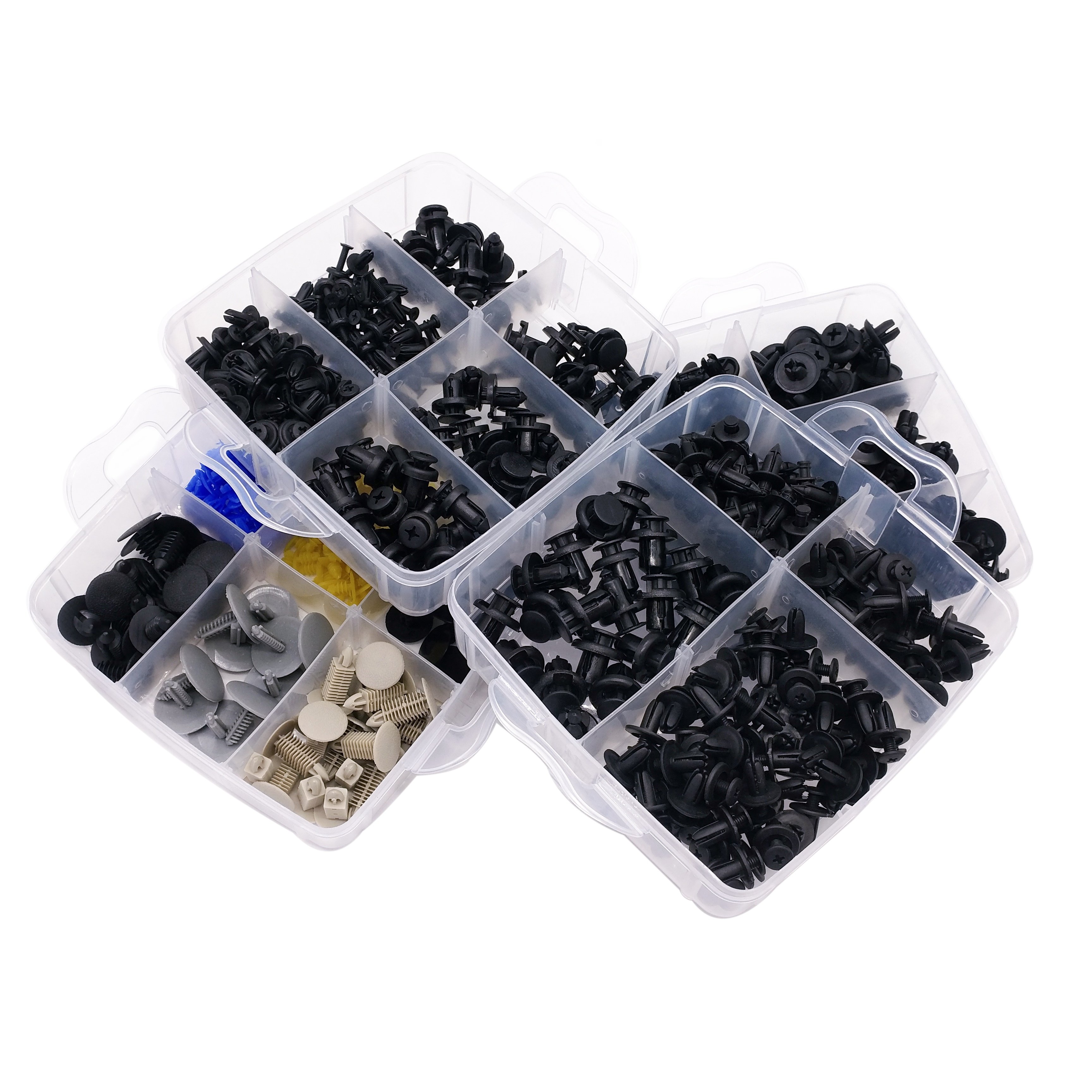 New 650 PCS 3 Layer Box Universal for Car Auto Body Push Pin Plastic Fasteners+30 Tools Set