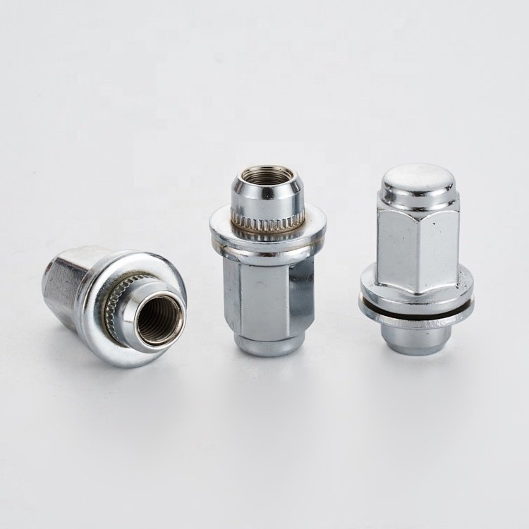 Factory direct sale silver steel M12*1.5 plane belt gasket fastening durable nut tire accessories car wheel nut