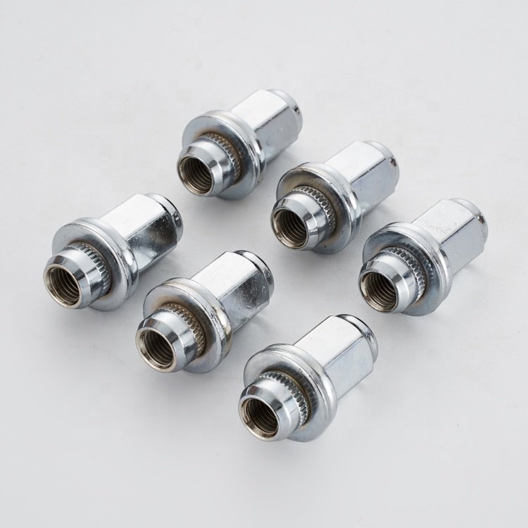 Factory direct sale silver steel M12*1.5 plane belt gasket fastening durable nut tire accessories car wheel nut