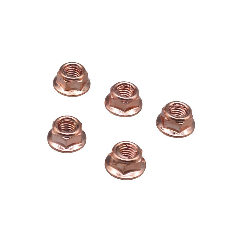 M8 Exhaust Manifold Hex Nuts Copper Plated Hex Self Locking Nut With Flange For BMW MERCEDES-BENZ A1201420072