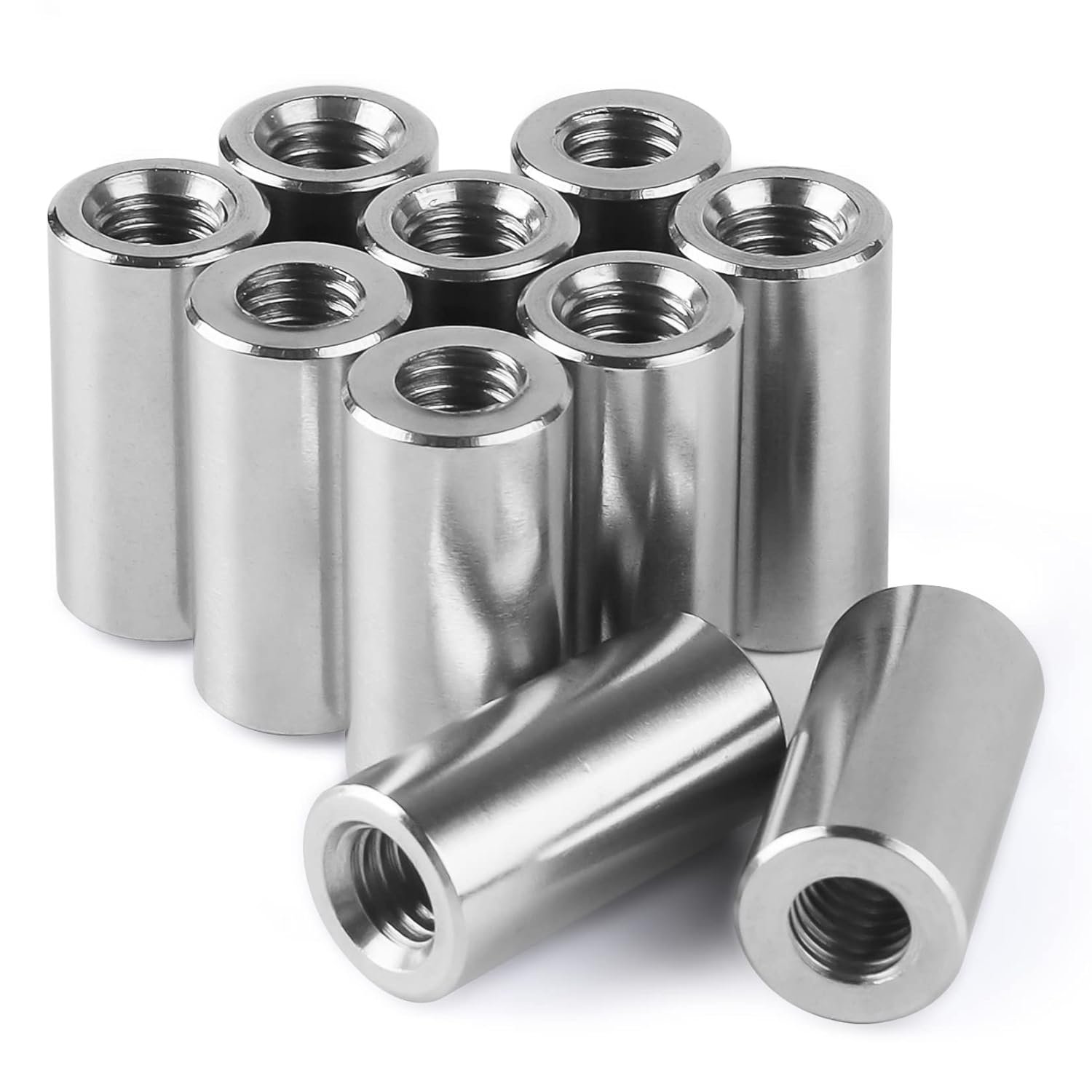Female Thread Coupling Nut Round Connector Nuts Carbon Steel Coupling Nut Kit for Home Decoration Machinery Maintenance