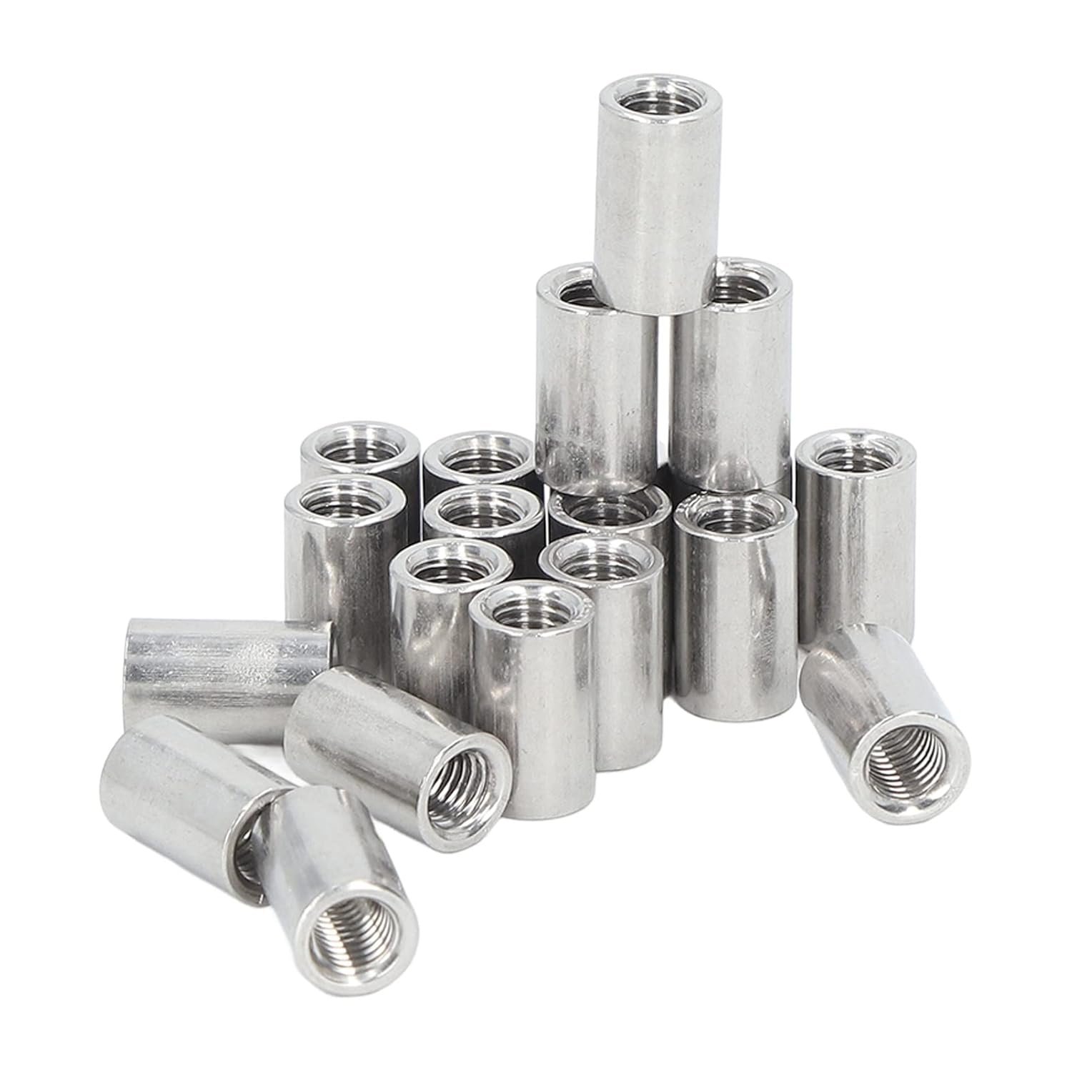 Female Thread Coupling Nut Round Connector Nuts Carbon Steel Coupling Nut Kit for Home Decoration Machinery Maintenance