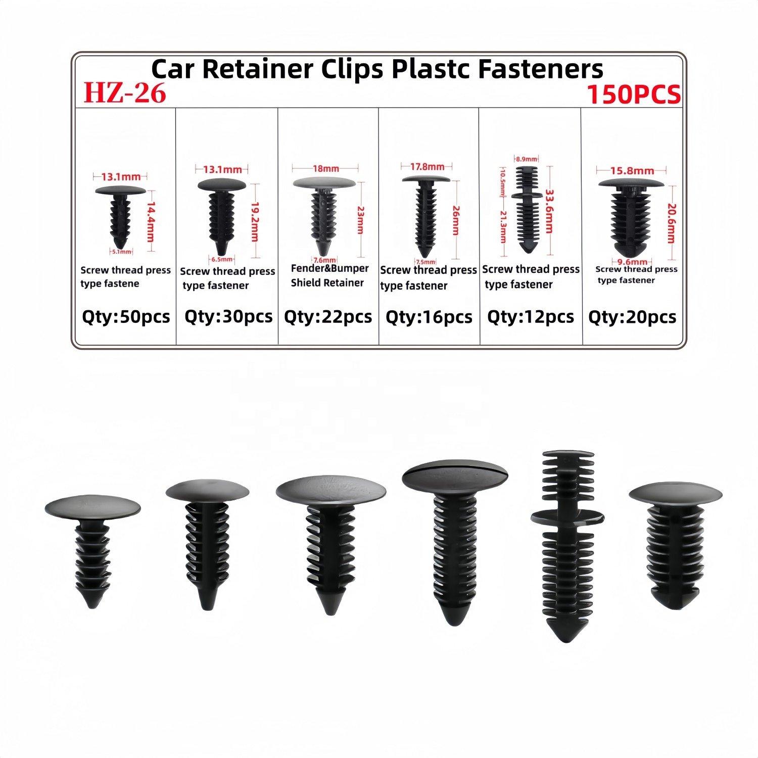 146PCS Nylon Bumper Shield Retainers Clips Universal Auto Body Shield Retainer Fastener Clip Assortment Bonus Remover