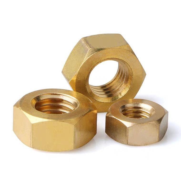 Factory Custom Copper Brass Fastener M2 - M30 Hex Brass Nut CNC Auto Motorcycle Parts